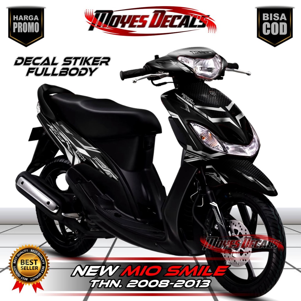 Decal Sticker Yamaha Mio Smile - Motif Matrixline Black White