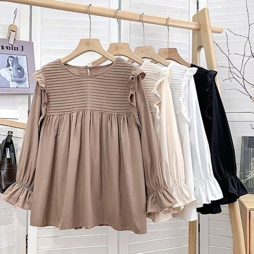 Blouse Baju Atasan Wanita Katun Rayon Kancing Belakang