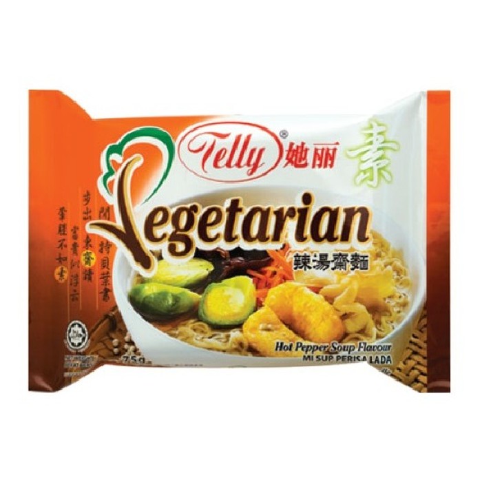 [HALAL] Telly Vegetarian Hot Pepper Soup Flavor 80gr Mi Sup Perisa Lada Mie Vege