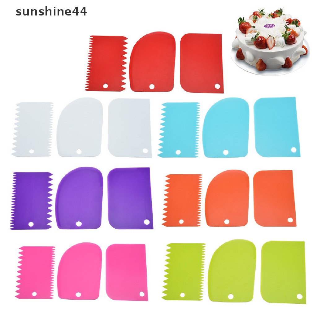 Sunshine 3PCS / Set Spatula / Scraper Kue / Fondant DIY Bahan Plastik