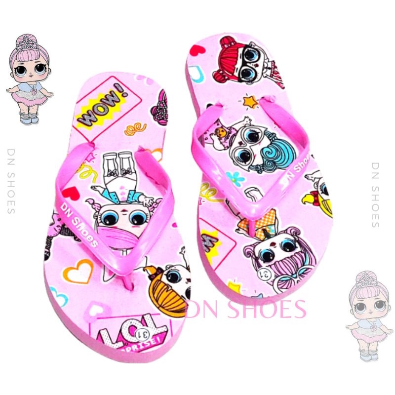 Sandal Anak Perempuan sandal jepit anak motif Lol pink wow