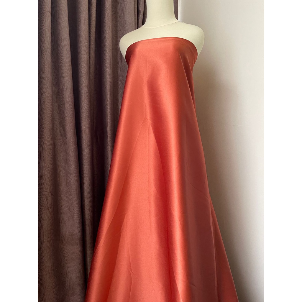 Bahan Kain Satin Velvet Premium Warna Rose Bronze Terracota Terakota Furing Kebaya Bridesmaid