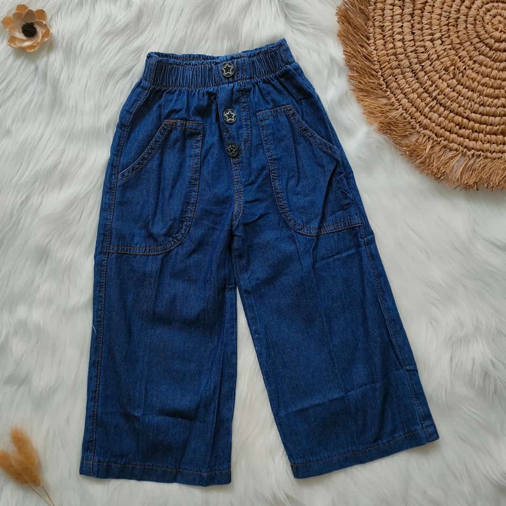 Celana kulot jeans anak perempuan / kulot anak perempuan 2-5 tajun / celana jeans anak bio kancing / celana anak perempuan murah