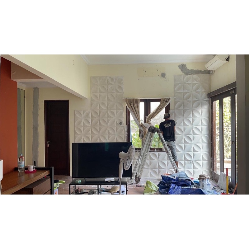 Wallpaper Dinding 3D Wall Panel Gypsum dan Semen (Bukan pvc)