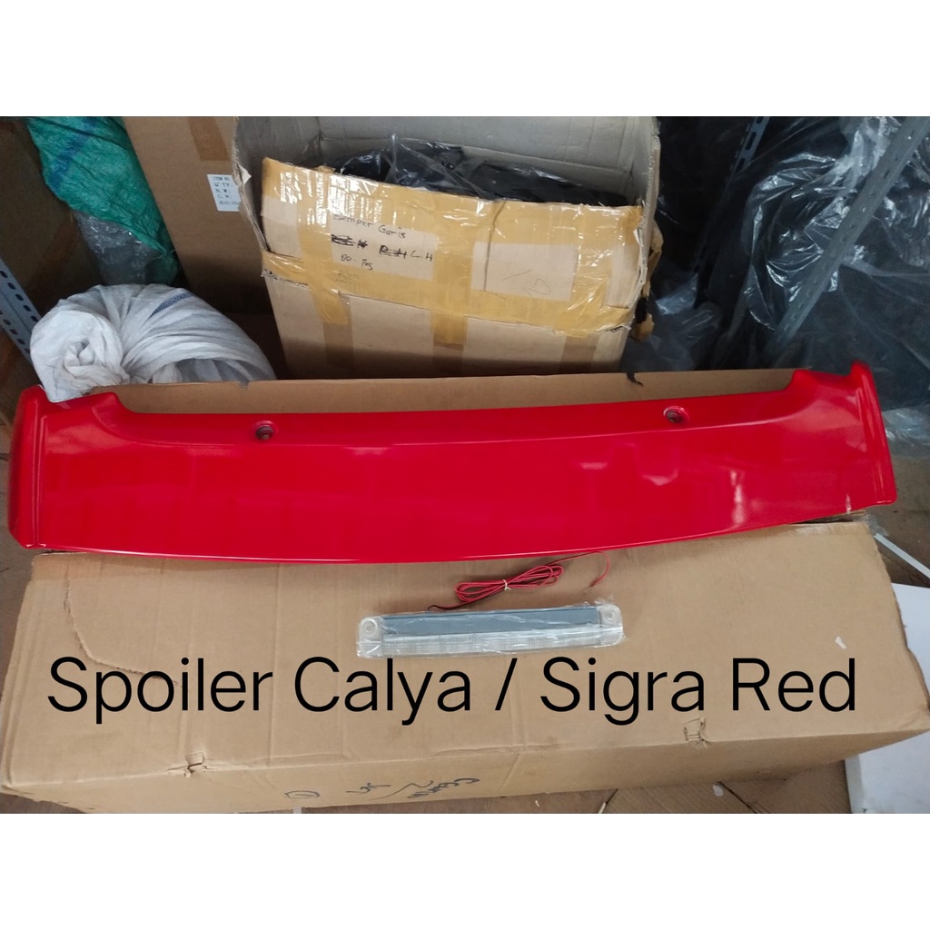 Spoiler Topi Belakang Calya-Sigra Plastik + Lampu original Spoiler RED