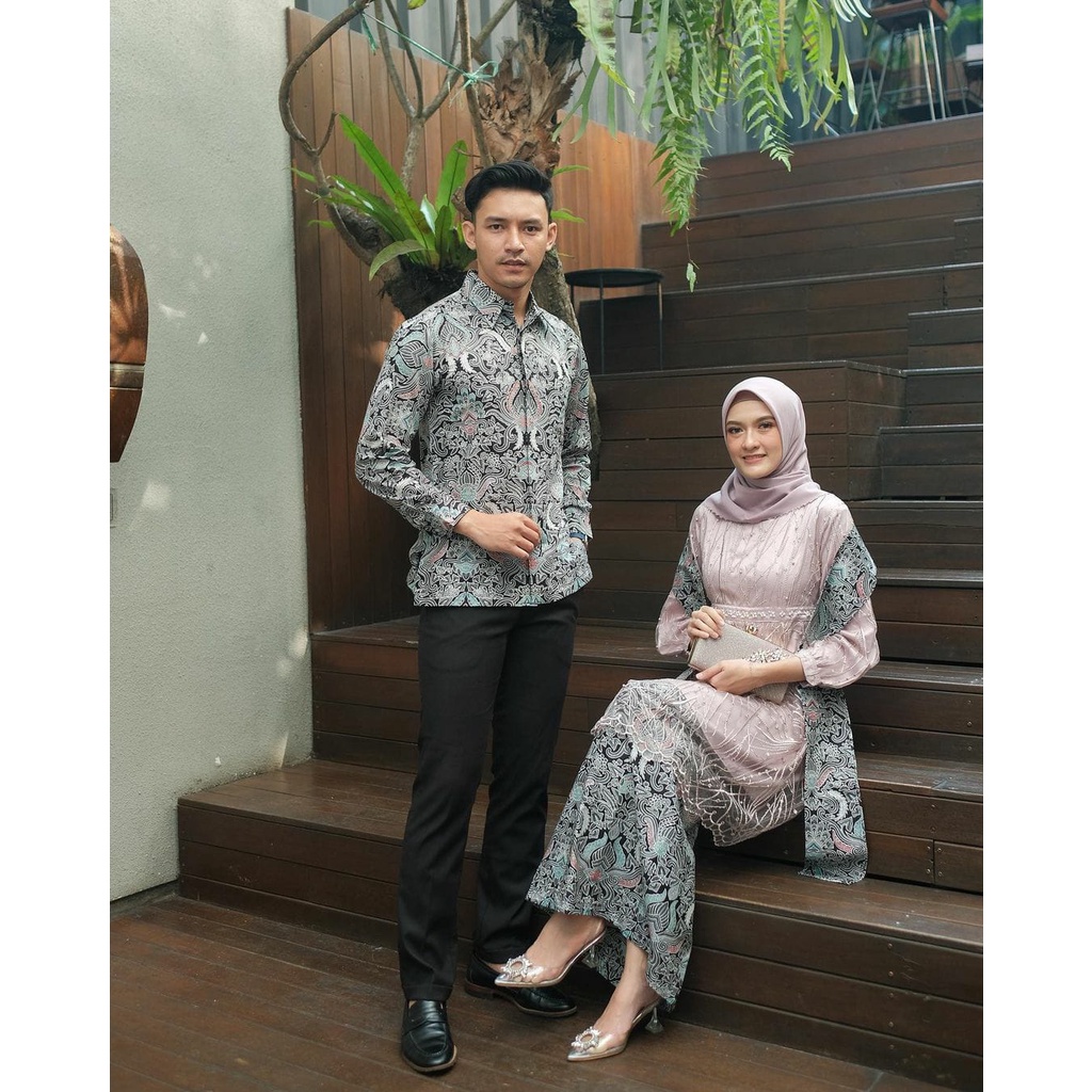 Khansabatik [Jumbo] Termurah! Maheswari Kebaya Terbaru Batik Couple Brokat Wanita/Baju Pasangan/Kemeja Lamaran Brokat | Cod Diskon Pesta Kondangan Resmi Formal