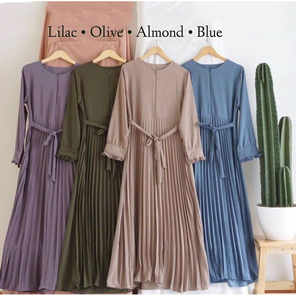 Bisa COD MEDINA PLISKET- Dress murah Dress muslim Pakaian wanita Baju murah Maxi dress