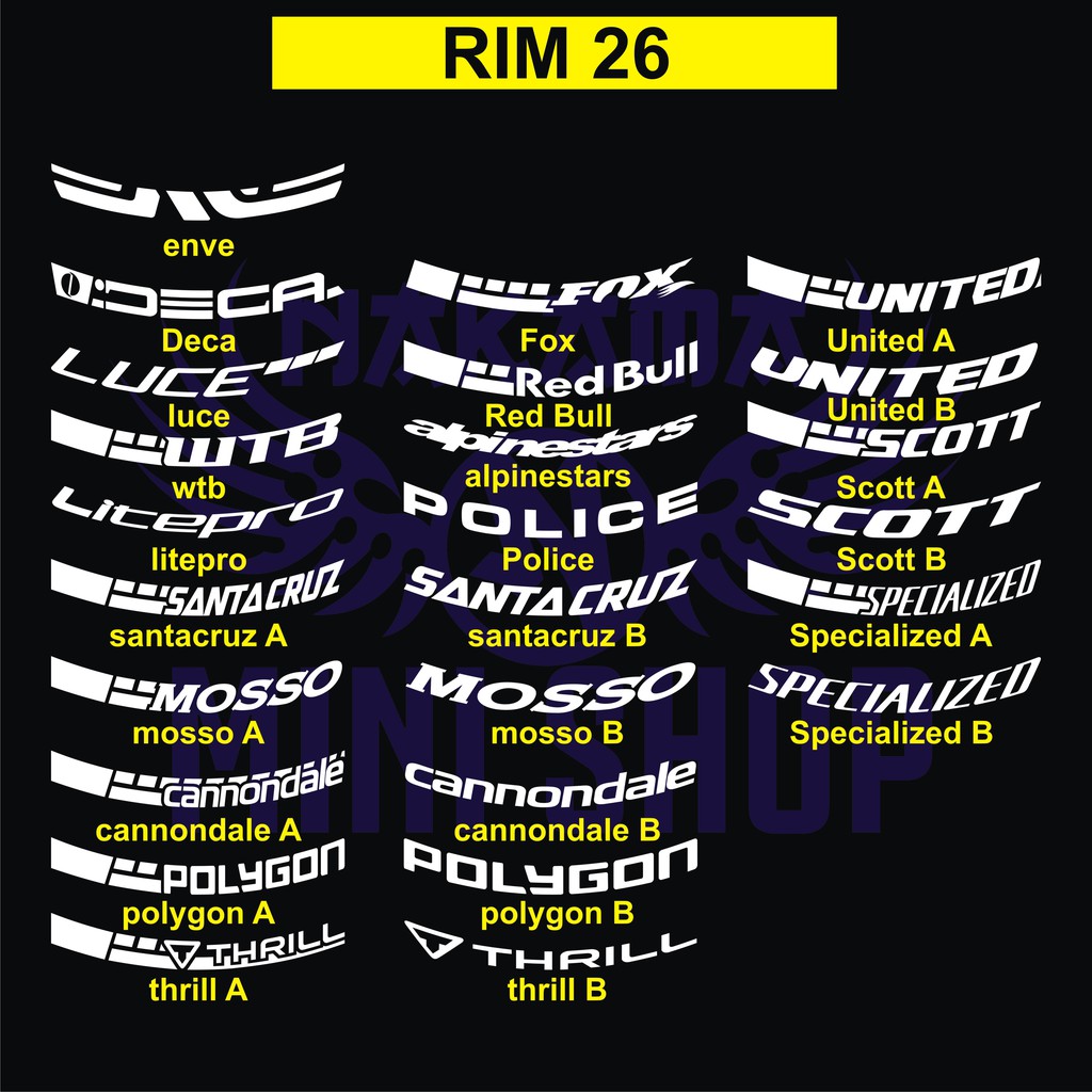 cutting sticker velg sepeda rim 26 2cm