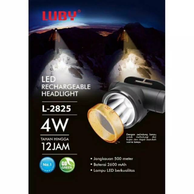 Senter Kepala + Pelindung Lampu L-2825 Luby