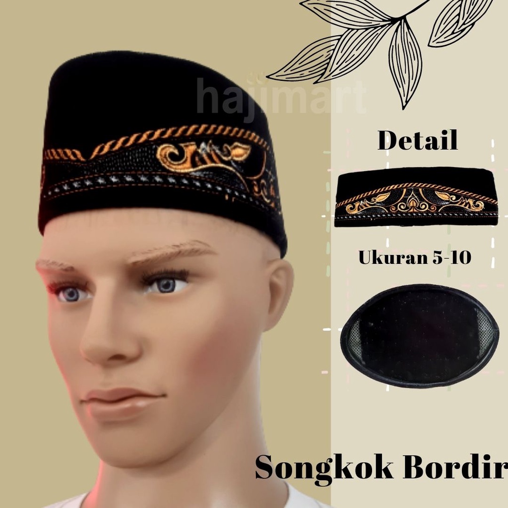 SONGKOK BORDIR ANGGREK/ SONGKOK BORDIR EMAS DAN PERAK