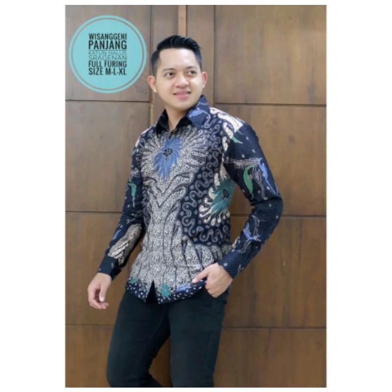 batik pria terbaru motif WISANGGENI | kemeja batik pria modern | kemeja batik pria lapis furing