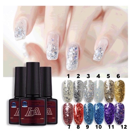 LULAA glitter gel polish 7ml uv led lamp soak off gel polish kutek gel nailart