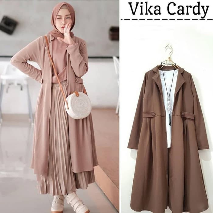 Baju Outer Panjang Remaja Kekinian Vika Long Cardy Murah Outher Cardigan Cewek Fashion Muslimah