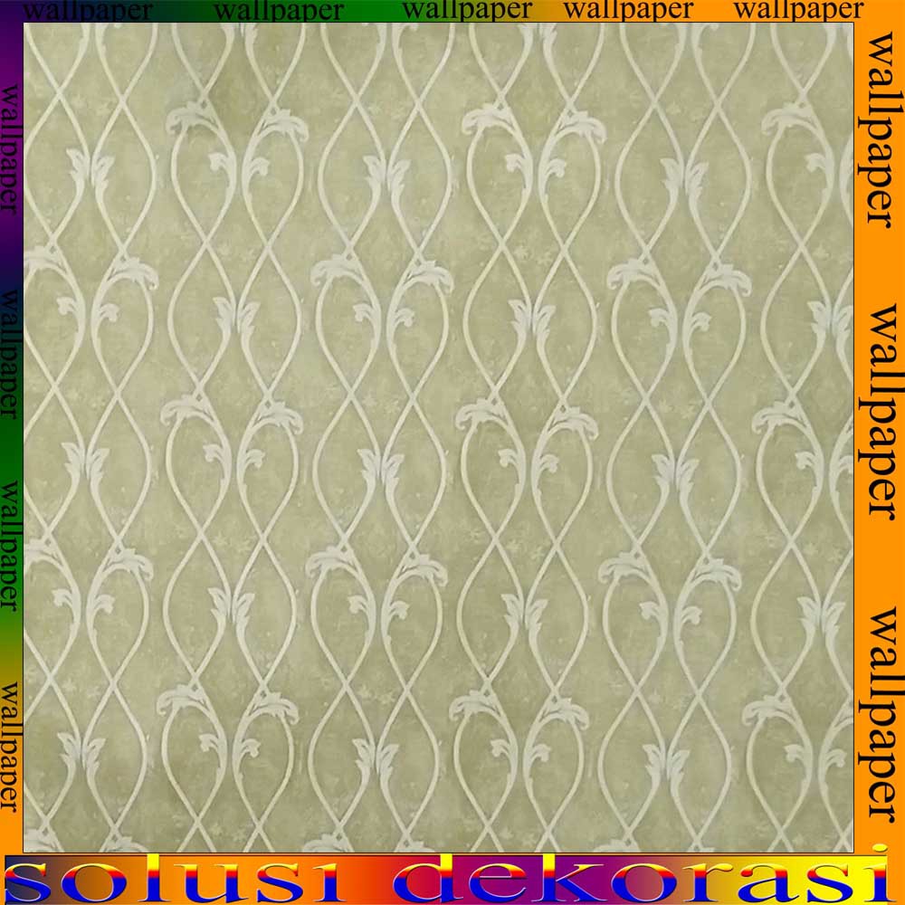 Motif Ulir Tralis Cream Elegan / Wallpaper Stiker Dinding 10 Meter x 45 Cm / Bahan PVC Anti Air