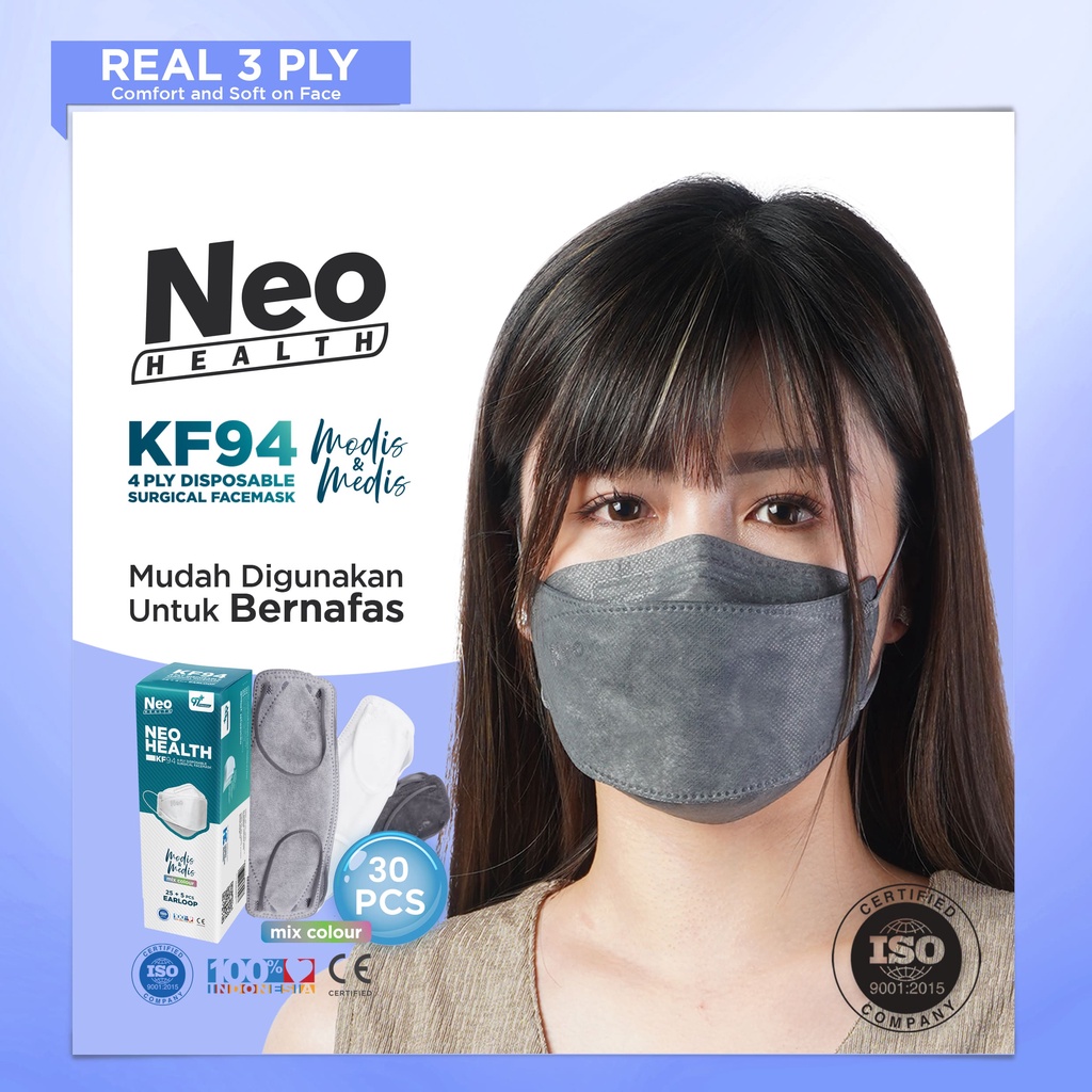 Neo - KF94 30’S Mask 4Ply Earloop Monochrome Colour masker medis