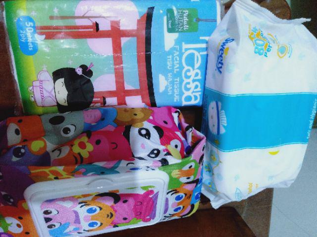 Tempat Tissu 2 In 1 Cover Tisu Basah Dan Kering / Tisu Travel / Pouch Tissue