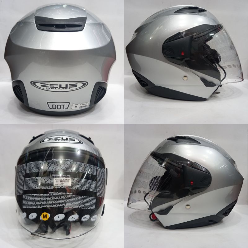 HELM ZEUS 611 DOUBLE VISOR POLOS-Silver metalik