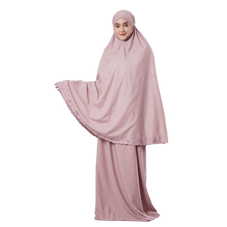 Mukena Siti Khadijah Sulam Arissa Sulam Pink
