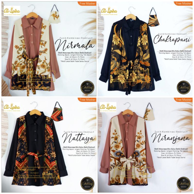 GESER UNTUK LIHAT  Nirmala Tunik kombinasi moscrepe mix batik eksklusif size L XL