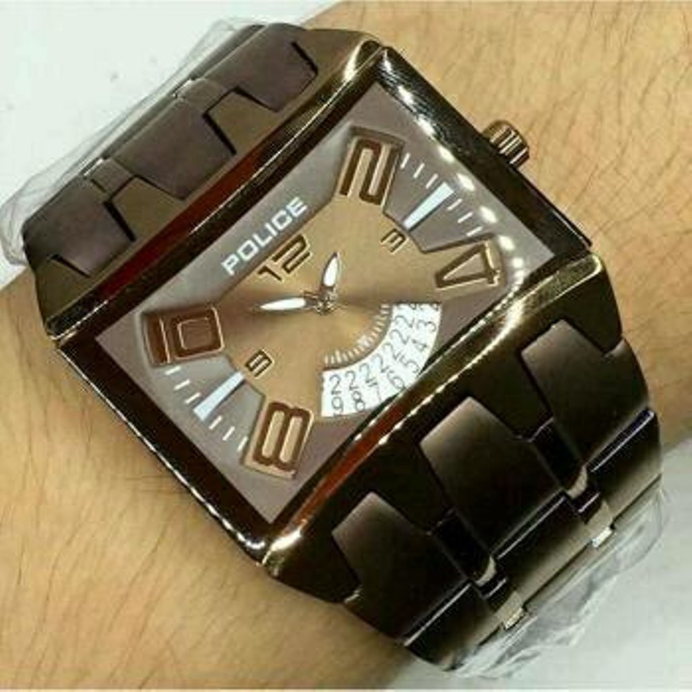 ( BEST SELLER  ) JAM TANGAN PRIA KEREN MEWAH ELEGAN SPORTY SIMPLE BROWN GOLD LIMITED CLONE