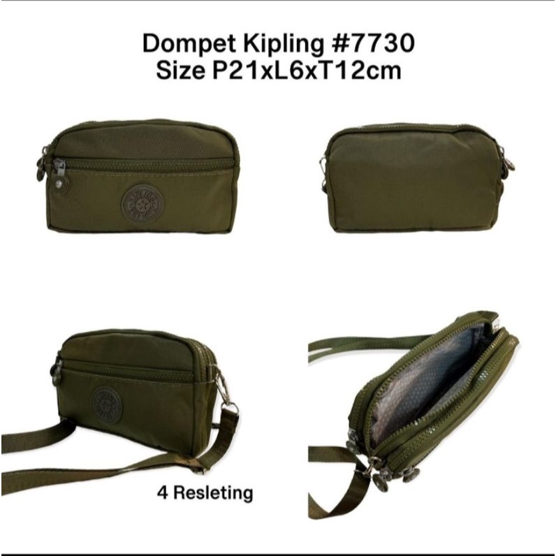 Dompet Kipling 4 resleting dua fungsi / dompet salempang / dompet kipling 4 ruang