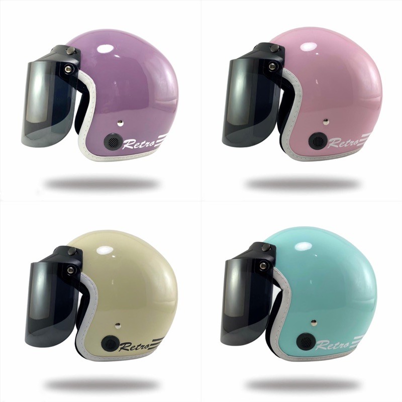 Helm Bogo Dewasa Pastel Cewek Cowok Polos Retro Motor SNI