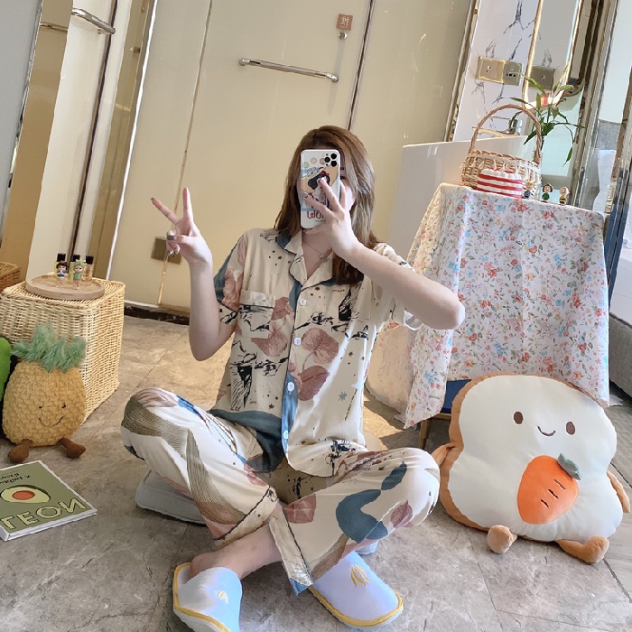 Victoria Baju Tidur Wanita Import Setelan Piyama Motif Kartun Lucu Lembut Fit to XXL 4074
