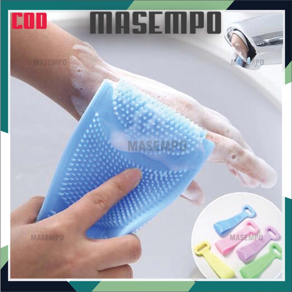 Sikat Punggung Silikon Shower Puff Spons Bath Mandi Scrub Alat Gosok Badan Scrubber Silicone