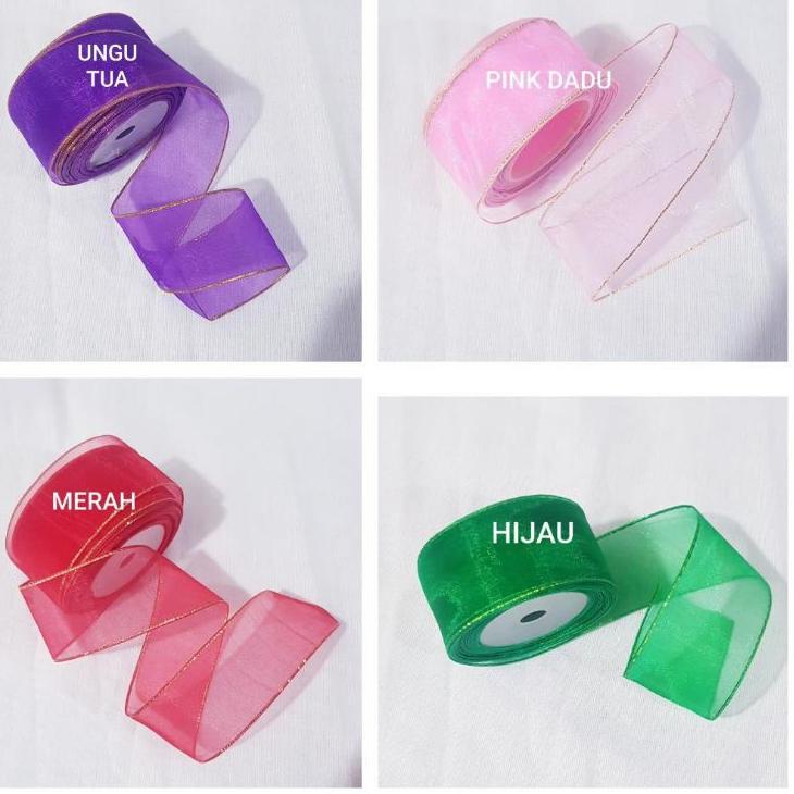 

Best seller LZG95 Pita Organdi List Mas Lebar 4cm Isi 18meter Per Roll LZG