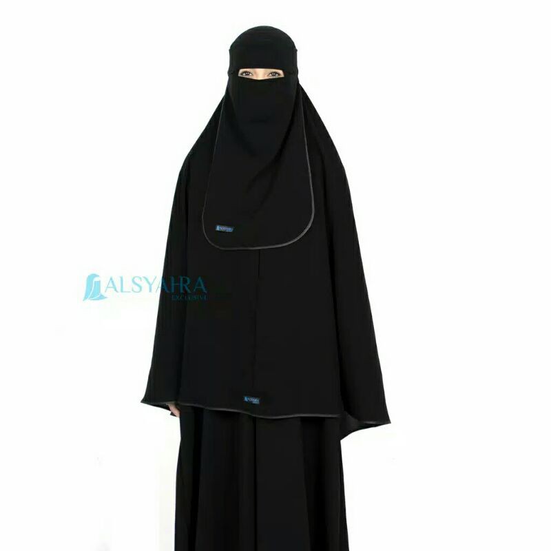 Alsyahra Exclusive Set Khimar Bisban Niqab Bandana Jetblack