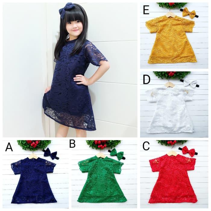 Dress Brokat Anak | Baju Pesta Anak | DRESS BROKAT BASIC - Ukuran S, Huruf A Berkualitas