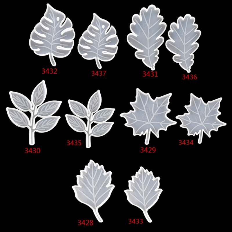 SIY  10Pcs Leaves Coaster Silicone Resin Mold Tropical Maple Leaf Resin Casting Mold