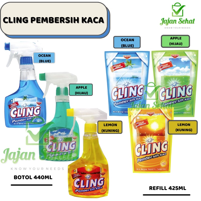 Cling Pembersih Kaca 440ml (Botol) &amp; 425ml (Refill)