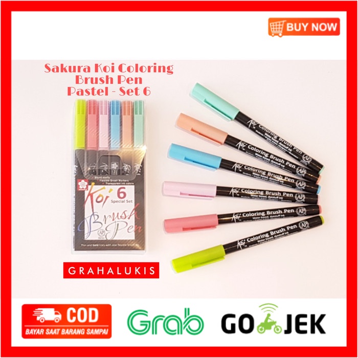 

(BISA COD) Sakura Koi Coloring Brush Pen Pastel Set 6