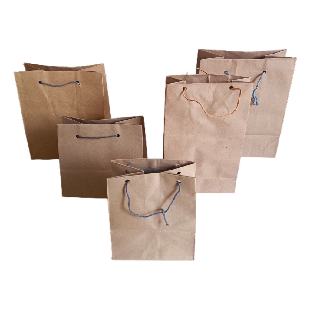 Paper Bag Coklat Polos Craft Uk 14x11x16 Donat [ECERAN] GOODIE BAG paper bag polos coklat / paperbag murah / Tas Kertas kecil mini souvenir