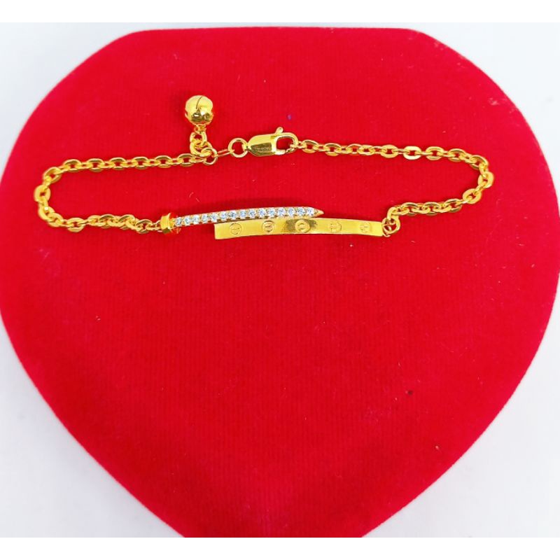 GELANG PERAK ASLI LAPIS EMAS 925/GELANG NORI PENANG PAKU CART*R MATA PUTIH/GELANG ASLI SILVER/GELANG FASHION