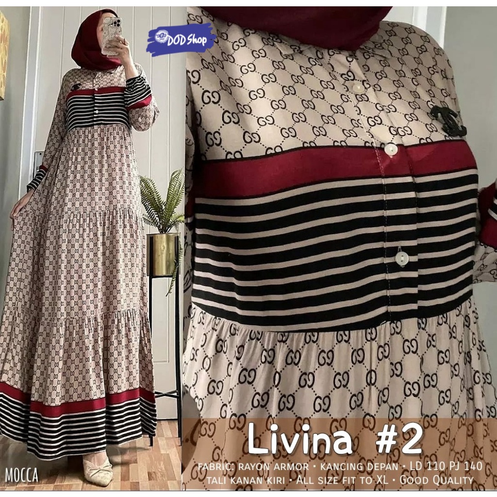 livina#2 dress maxy pakaian baju gamis syari longdress dres maxi rayon adem jumbo ld 110 xxl bigsize