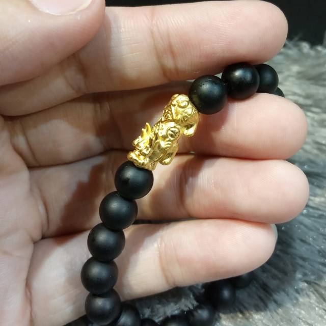 LunaEstella - Gelang Batu Mini Naga Hongkong 24K (Gelang Emas Asli)