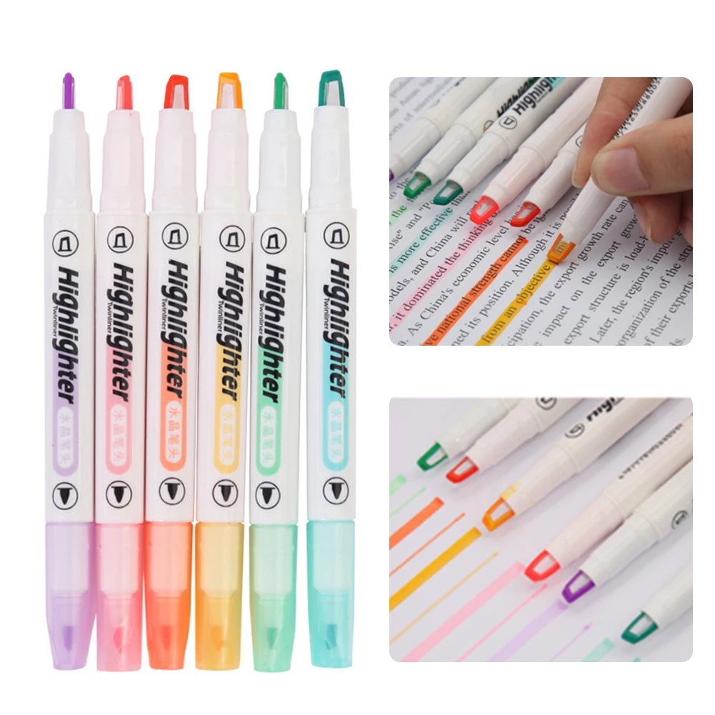 Highlighter / Spidol 6 Warna Transparan Untuk Menulis / Graffiti