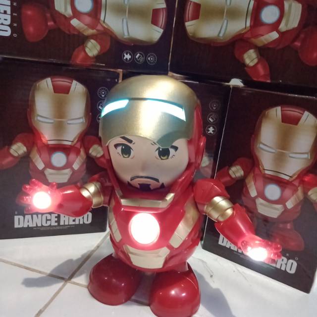 BONEKA MINIATUR JOGET MAINAN ANAK-ANAK AVENGER IRON MAN SMART DANCE ROBOT SUPER HERO