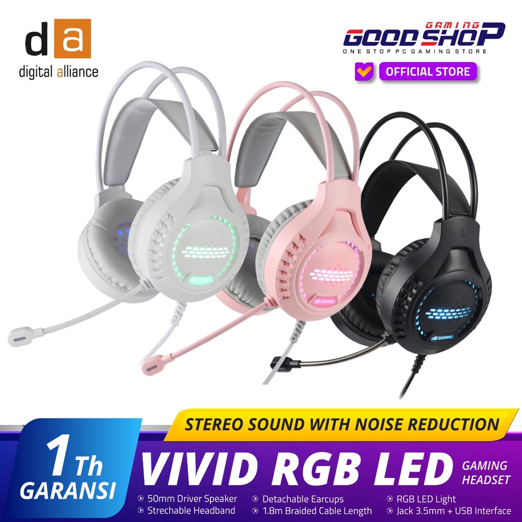 Digital Alliance Headset Gaming VIVID RGB LED Wired - Gaming Headset