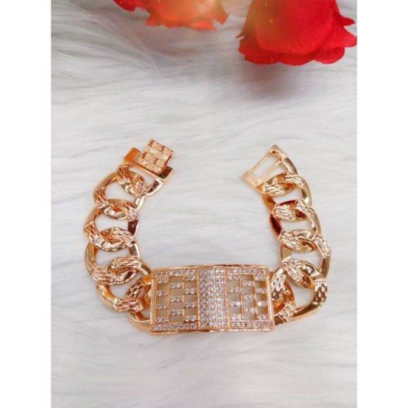 Gelang Xuping Lapis Emas 24K Model Rantai Plat Super Mewah .