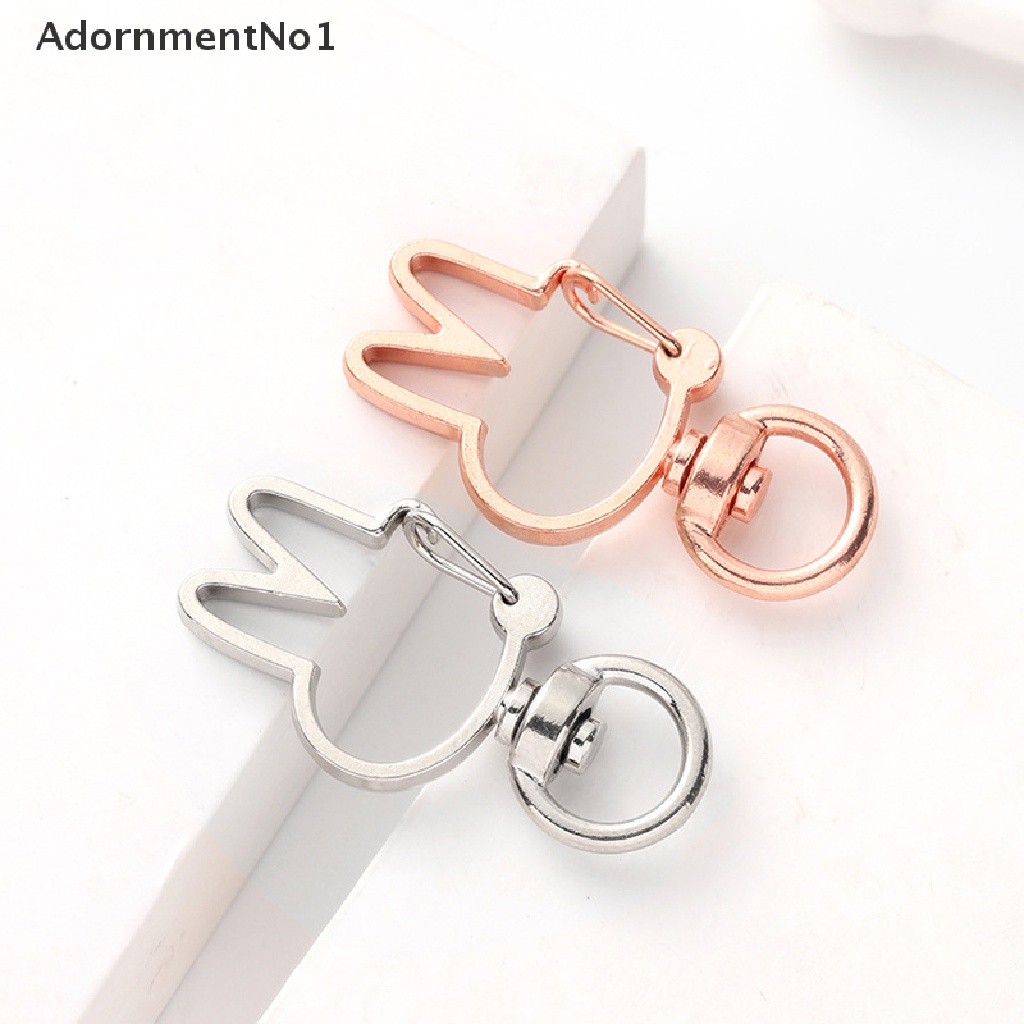 (AdornmentNo1) 10pcs / Set Gantungan Kunci Bentuk Kelinci Aksen Hollow Untuk Aksesoris DIY