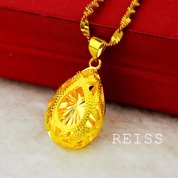 Kalung Rantai Emas 24K 100% Original Bentuk Tetesan Air Untuk Wanita