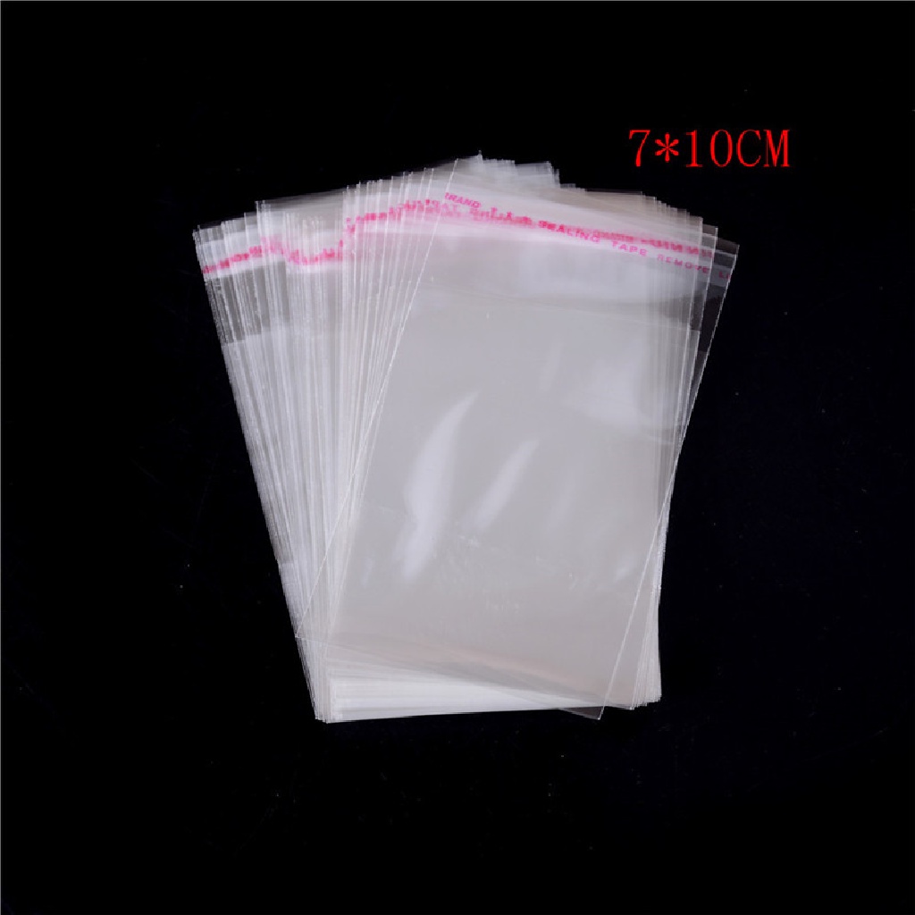 100pcs / Kantong Plastik OPP Transparan Dengan Perekat Untuk Perhiasan
