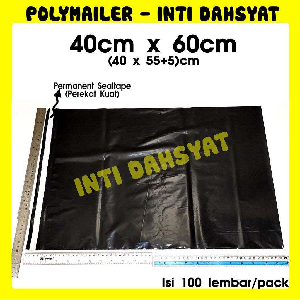 

HJK Polymailer Hitam Glossy 40x60 Isi +/-100lembar Plastik Amplop Kemasan Online Ukuran Jumbo Besar