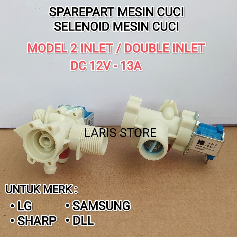 SELENOID MESIN CUCI 2 INLET 12V / WATER INLET VALVE SELENOID DOUBLE 2WAY SEMUA MERK MUKTI BERKUALITAS