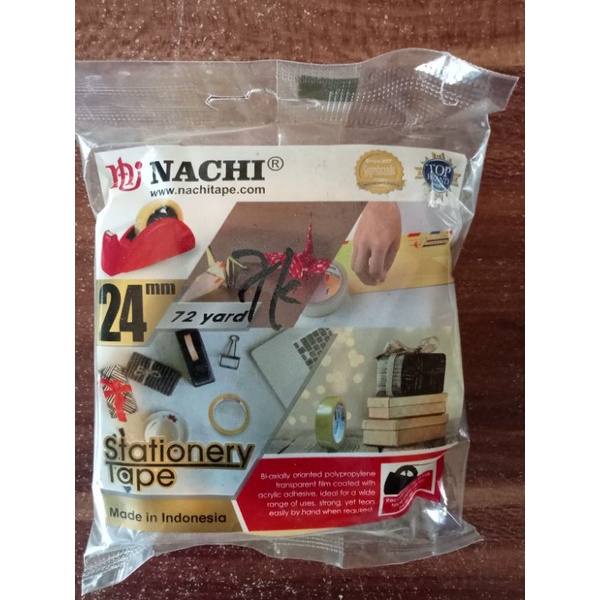 

Solasi Isolasi Selotip Industri Nachi Stationary Tape 24mm 1in 72yard