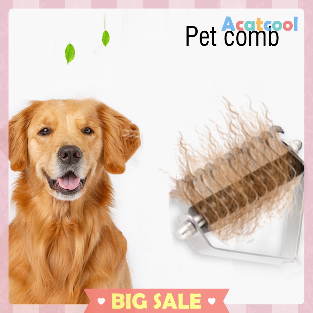 Hair Removal Comb for Dogs Cat Double-sided Detangler Dematting Pet Brush