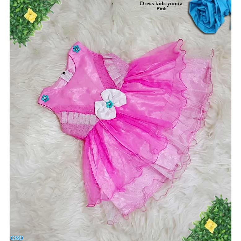 Dress Kids Yunita/Baju Terusan Anak Premium/Casual Dress Brukat Anak/Midi Dress Anak/Gaun Anak 2thn